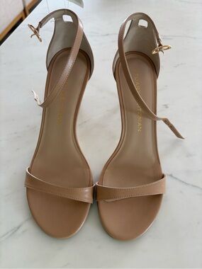 Stuart Weitzman NUDIST II SANDAL 75, adobe, size 8